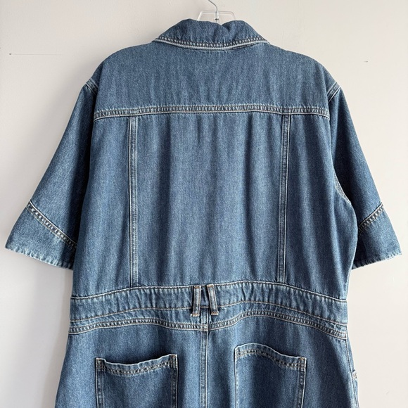 ALIGNE Mateo Short Sleeve Asymmetric Denim Midi Shirt Dress 12 Anthropologie - Picture 12 of 15